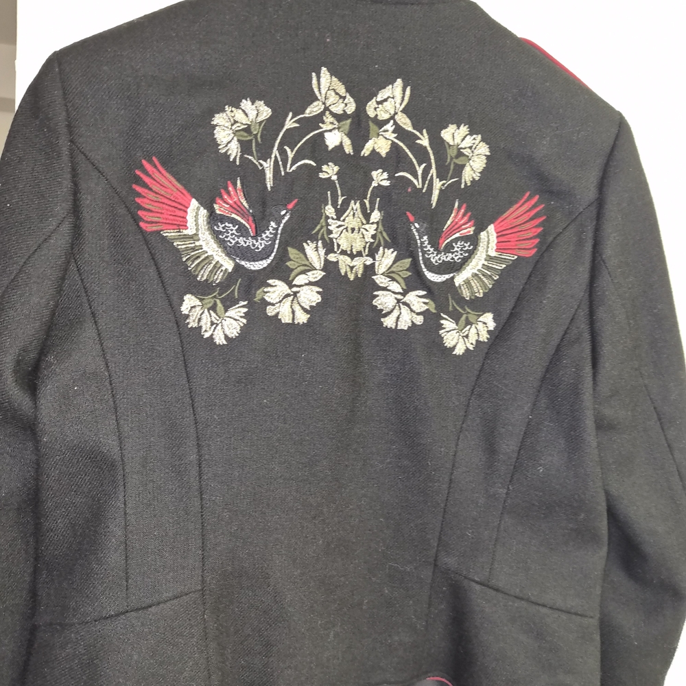 Embroidered Black Military Jacket - Picture 4 of 6